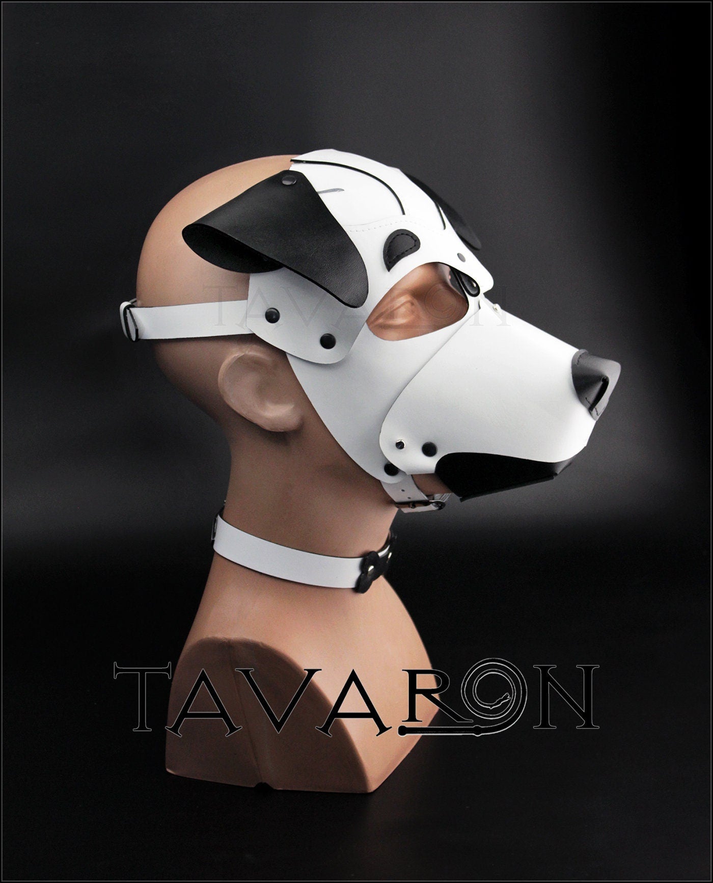 White leather dog mask