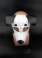 White leather dog mask